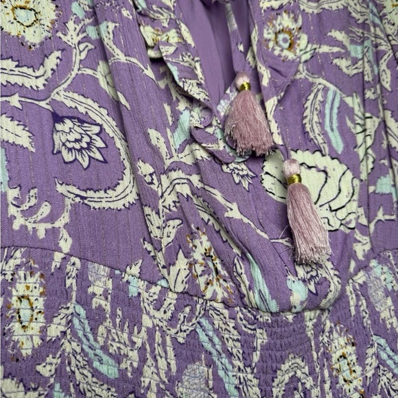 House Of Harlow 1960 Ajay Purple Floral Boho Peasant Festival Mini Dress Size M - Picture 5 of 5